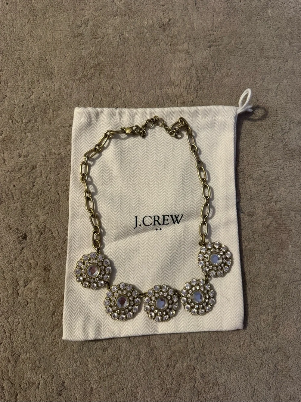 J. Crew Gold Crystal Statement Necklace